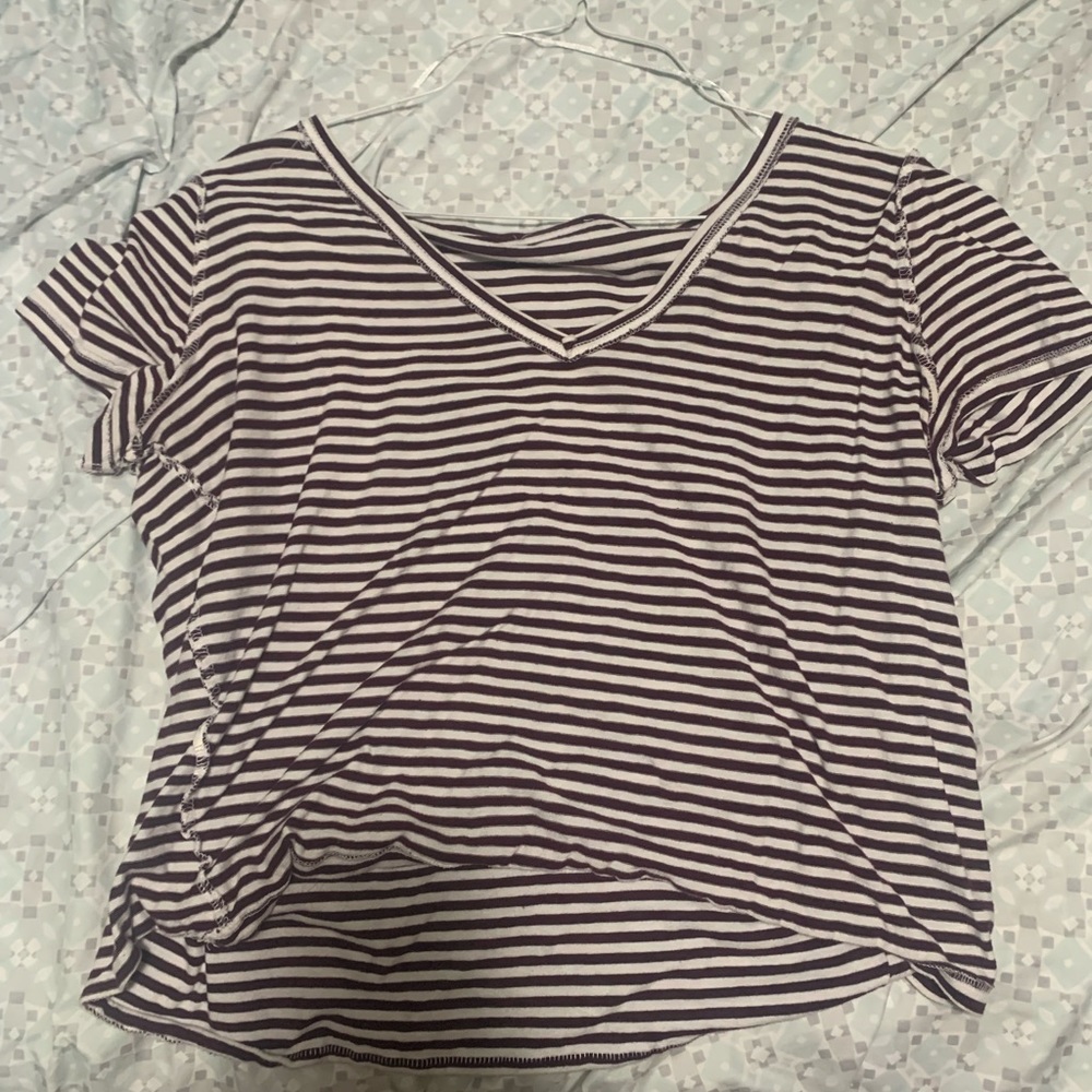 Zara Red and White High-low Blouse